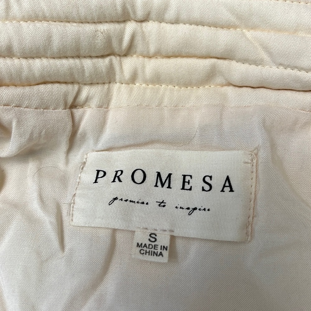 PROMESA QUIET PROMISE QUILTED BOMBER JACKET CREAM SIZE SMALL - Picture 11 of 15
